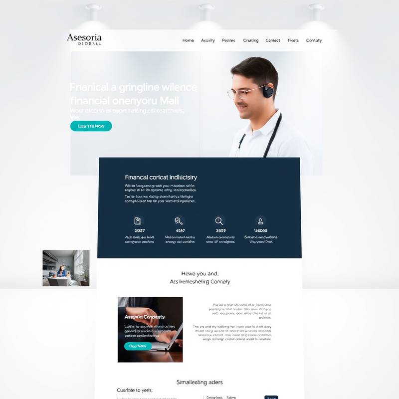 Captura de pantalla del sitio web optimizado para SEO de la empresa de consultoría financiera Asesoría Global, mostrando la estructura y el contenido.