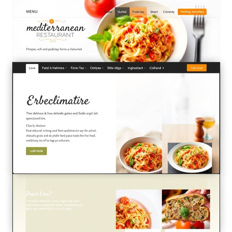 Diseño web para el restaurante de cocina mediterránea El Olivo, mostrando la página de inicio con la carta y fotos de platos.